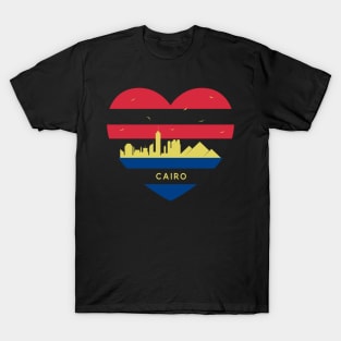 Egypt Skyline cityscape Heart Shape Birds Flying Cairo T-Shirt